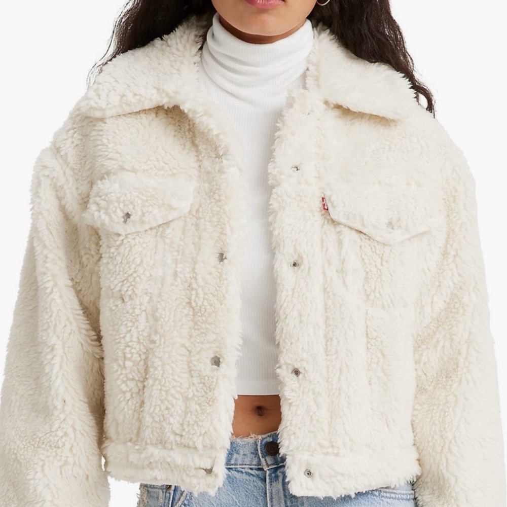 Levi's® Plush Faux Shearling Trucker Jacket Coconut Milk White NWT